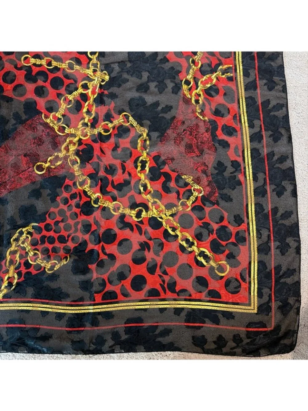 Vintage Chain Print Scarf Wrap 40X40